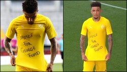 Bundesliga: Dortmund's Jadon Sancho celebrates first hat-trick by wearing shirt with message 'Justice for George Floyd'