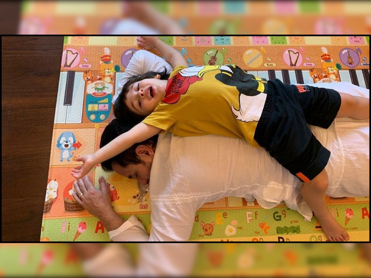 Saif Ali Khan's back is Taimur Ali Khan's new favourite place, here's proof