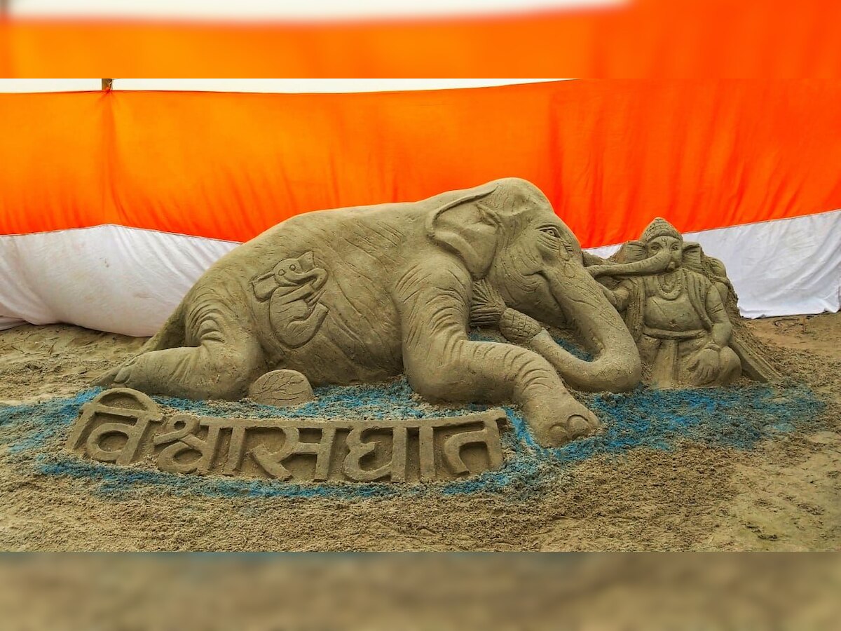 Bihar: Artist creates sand art for dead pregnant elephant, seeks justice for her