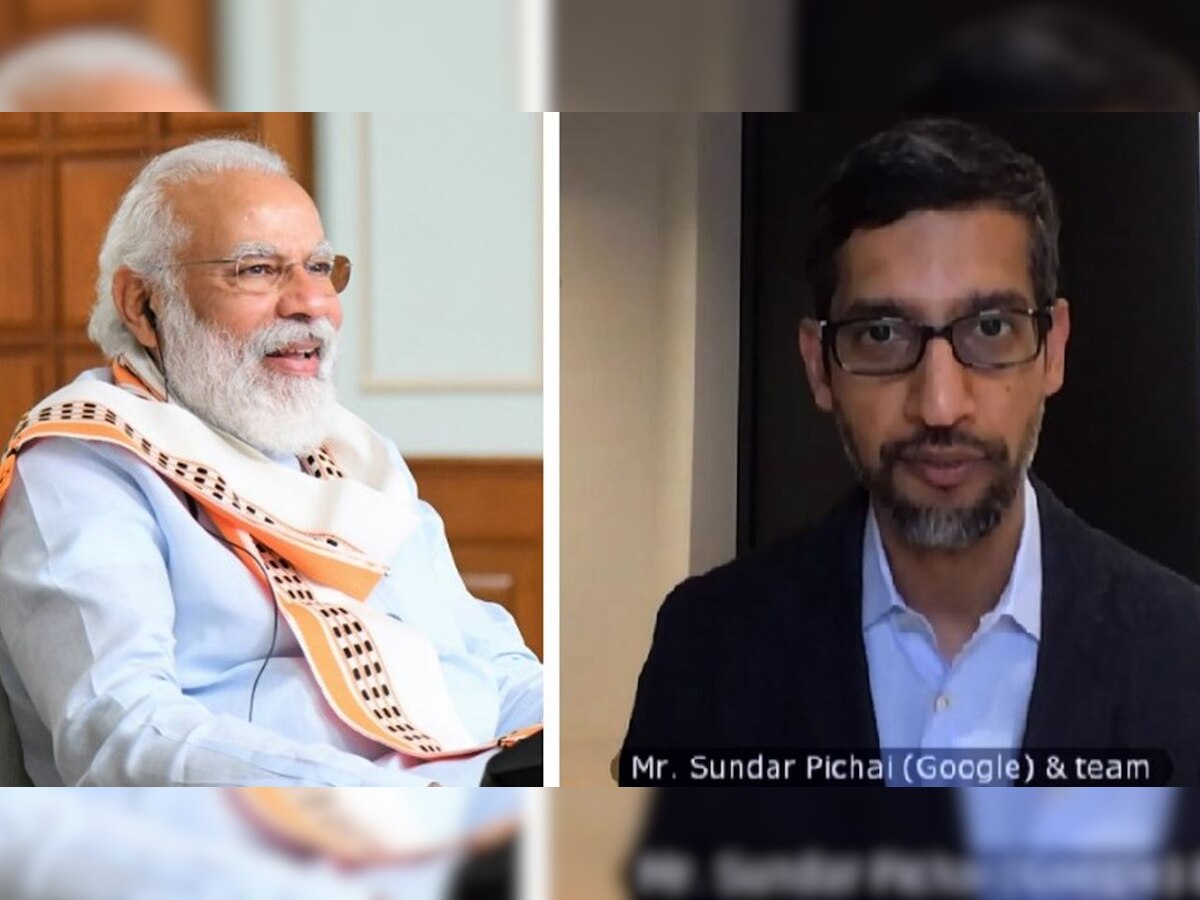 PM Narendra Modi interacts with Google CEO Sundar Pichai