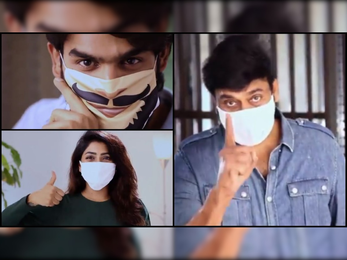 Watch: Chiranjeevi raises awareness about COVID-19, wearing mask with actor Kartikeya, Eesha Rebba