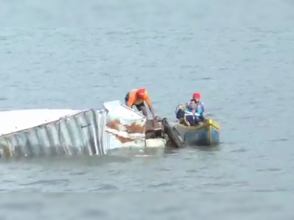 Video: Truck breaks divider, falls into sea near Mumbai