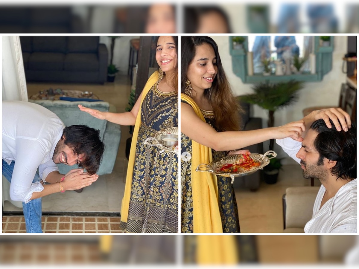 Pic: Kartik Aaryan seeks blessings from sister Kritika in low-key Raksha Bandhan celebrations