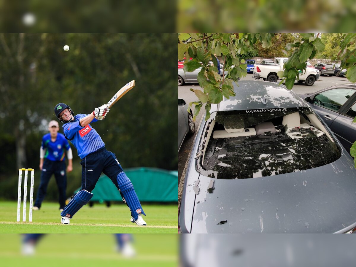 WATCH: Ireland's Kevin O'Brien shatters his own car window with humongous six during match