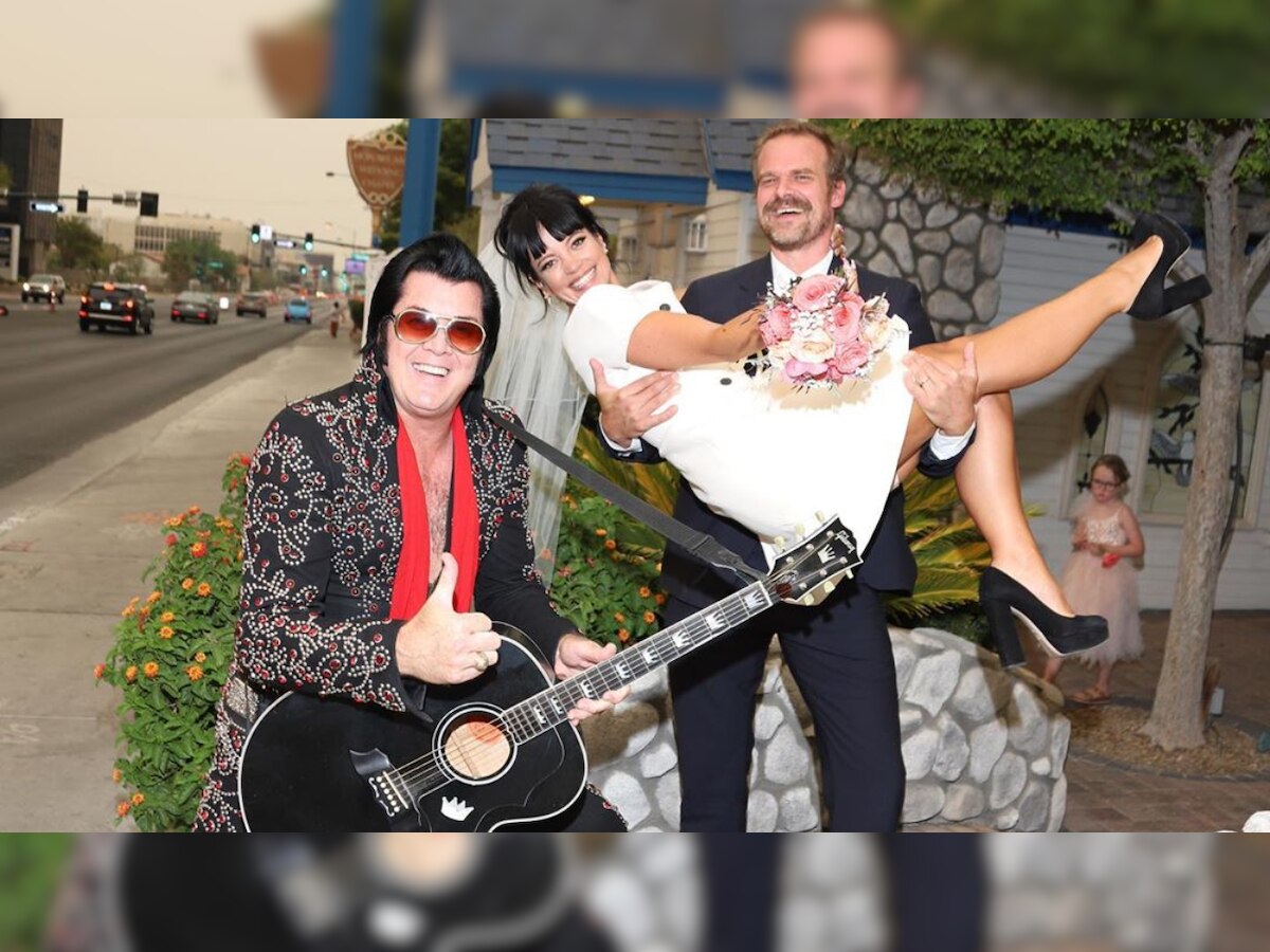 'Stranger Things' actor David Harbour and Lily Allen have Las Vegas wedding feat Elvis