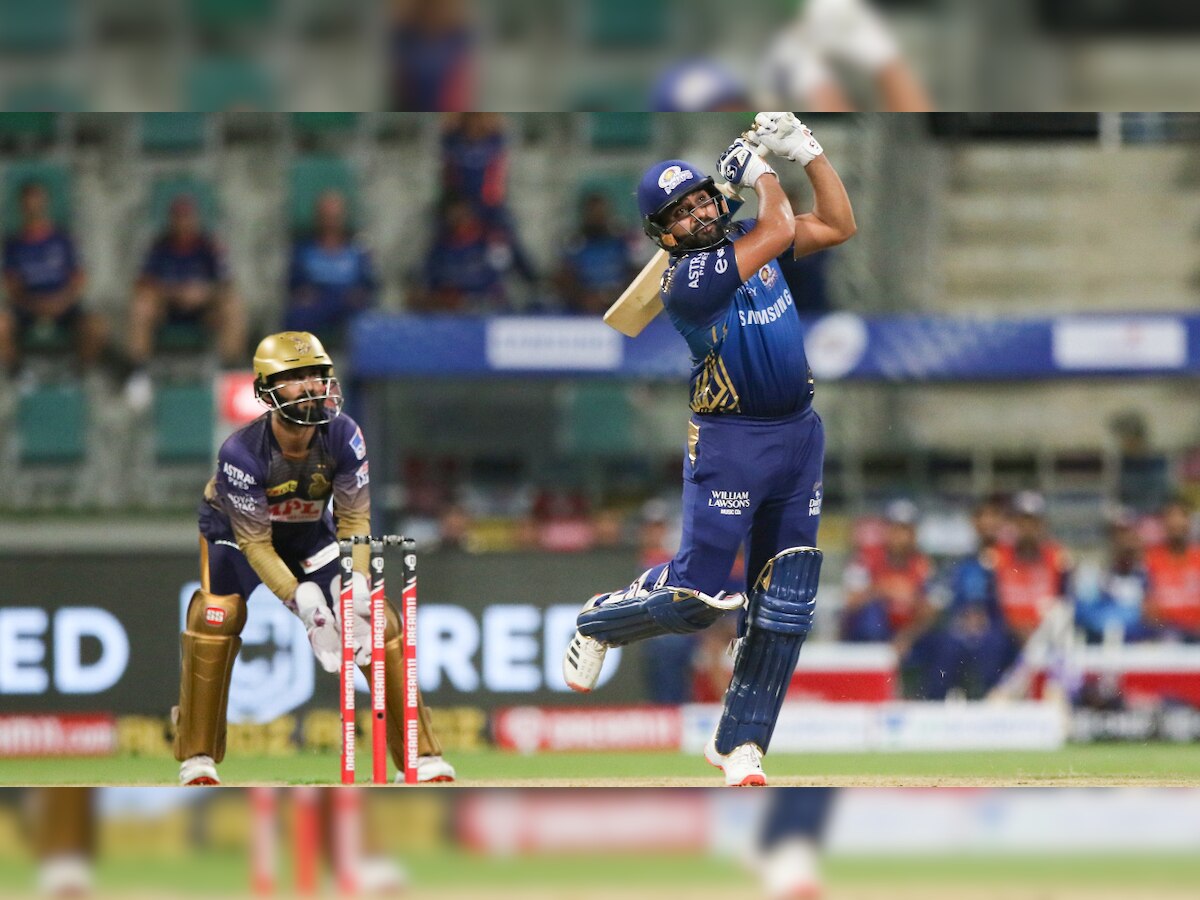 MI skipper Rohit Sharma smashes his 200th IPL six against KKR