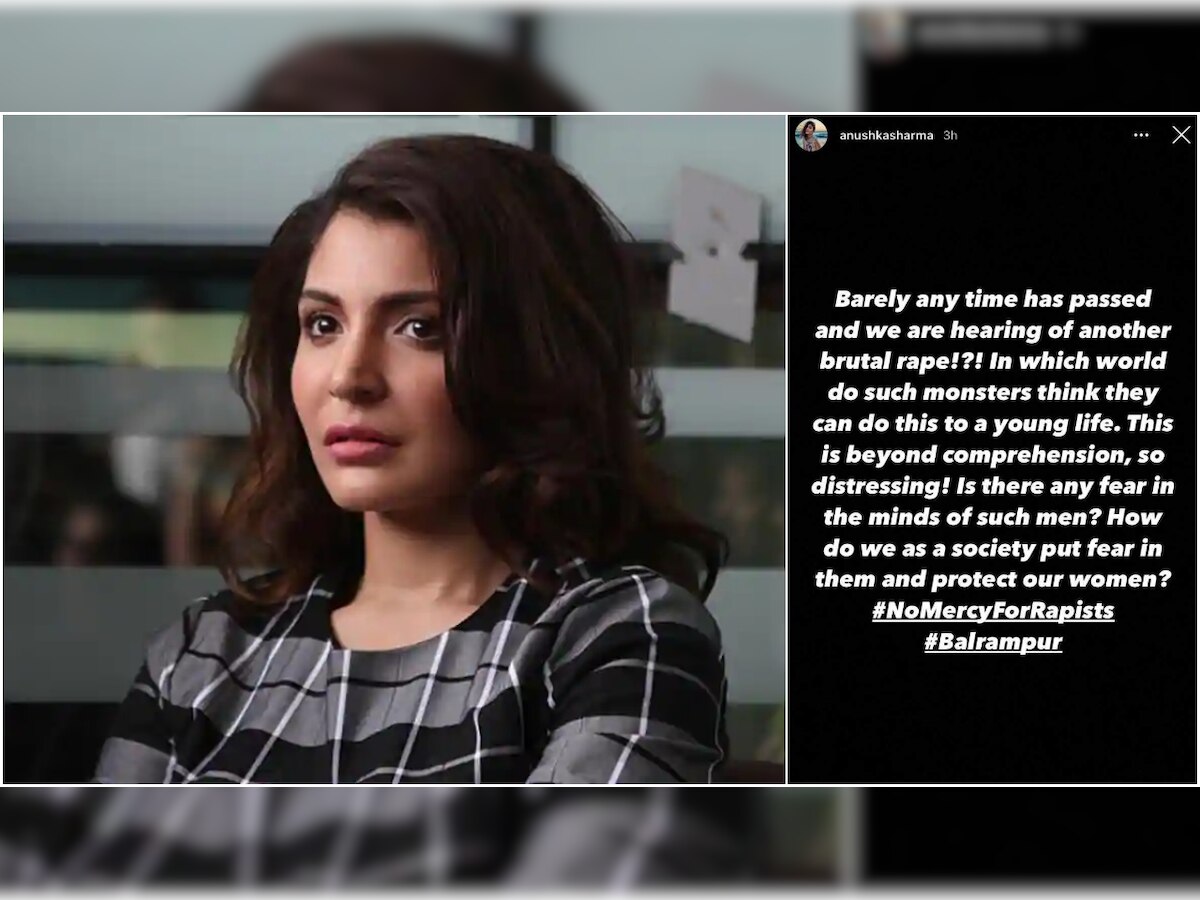 'Is there any fear in the minds of such men': Anushka Sharma expresses shock over Balrampur gang-rape