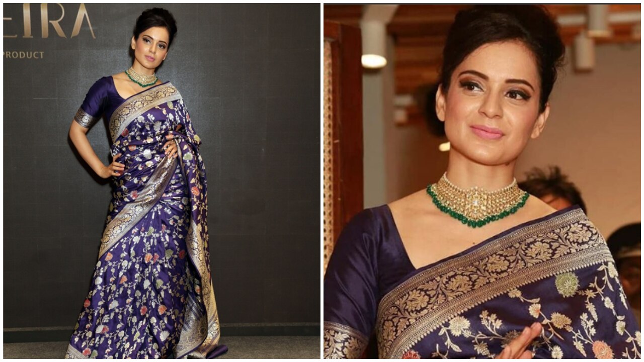 6 Graceful Saree Looks of Kangana Ranaut at the Airport! | Saree look, Saree,  Silk saree blouse designs