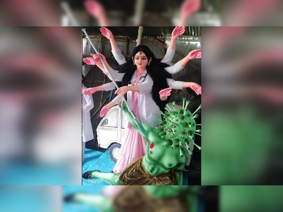 Goddess killing coronavirus: Shashi Tharoor all praises for COVID-19 themed Durga idol