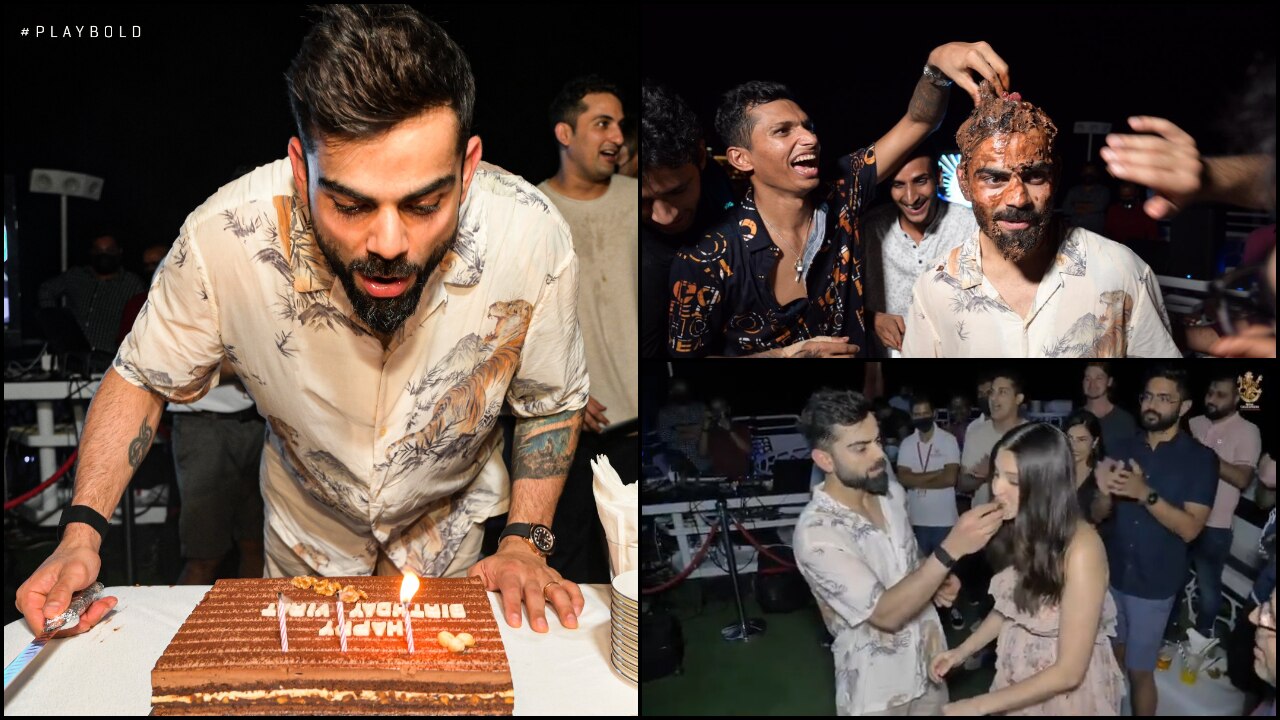 Virat Kohli Celebrates Cake Smashed Birthday With Anushka Sharma Rcb Teammates