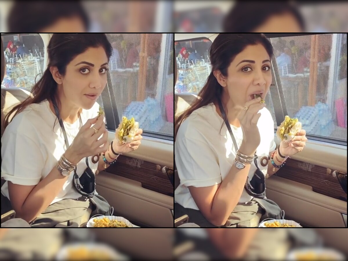 Watch: Shilpa Shetty hogs on vada pav for Sunday binge