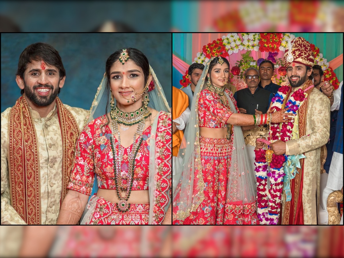 Wrestlers Bajrang Punia and Sangeeta Phogat tie the knot in simple ceremony in Haryana