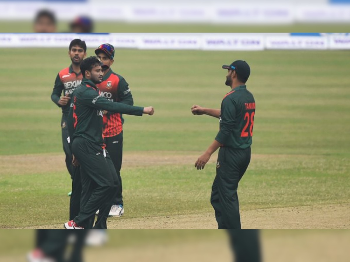  Shakib Al Hasan's first international match after ban sees him with bowling figures of 7.2-2-8-4