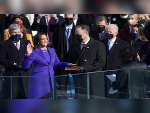 harris dressed in purple Portrait of Vice President Kamala Harris as a regal queen in purple attire  on Craiyon