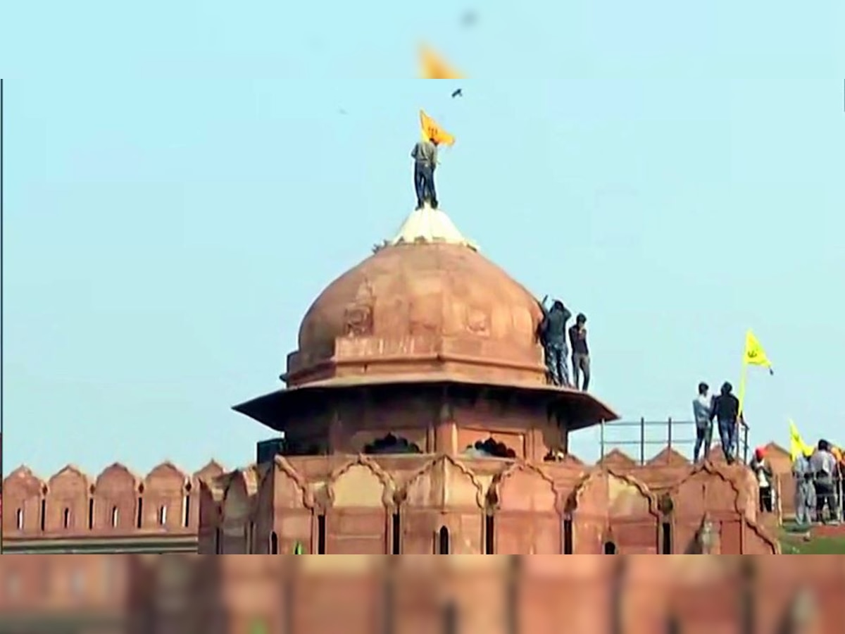 Tractor rally: Protesters swarm Red Fort, hoist their flags from ramparts