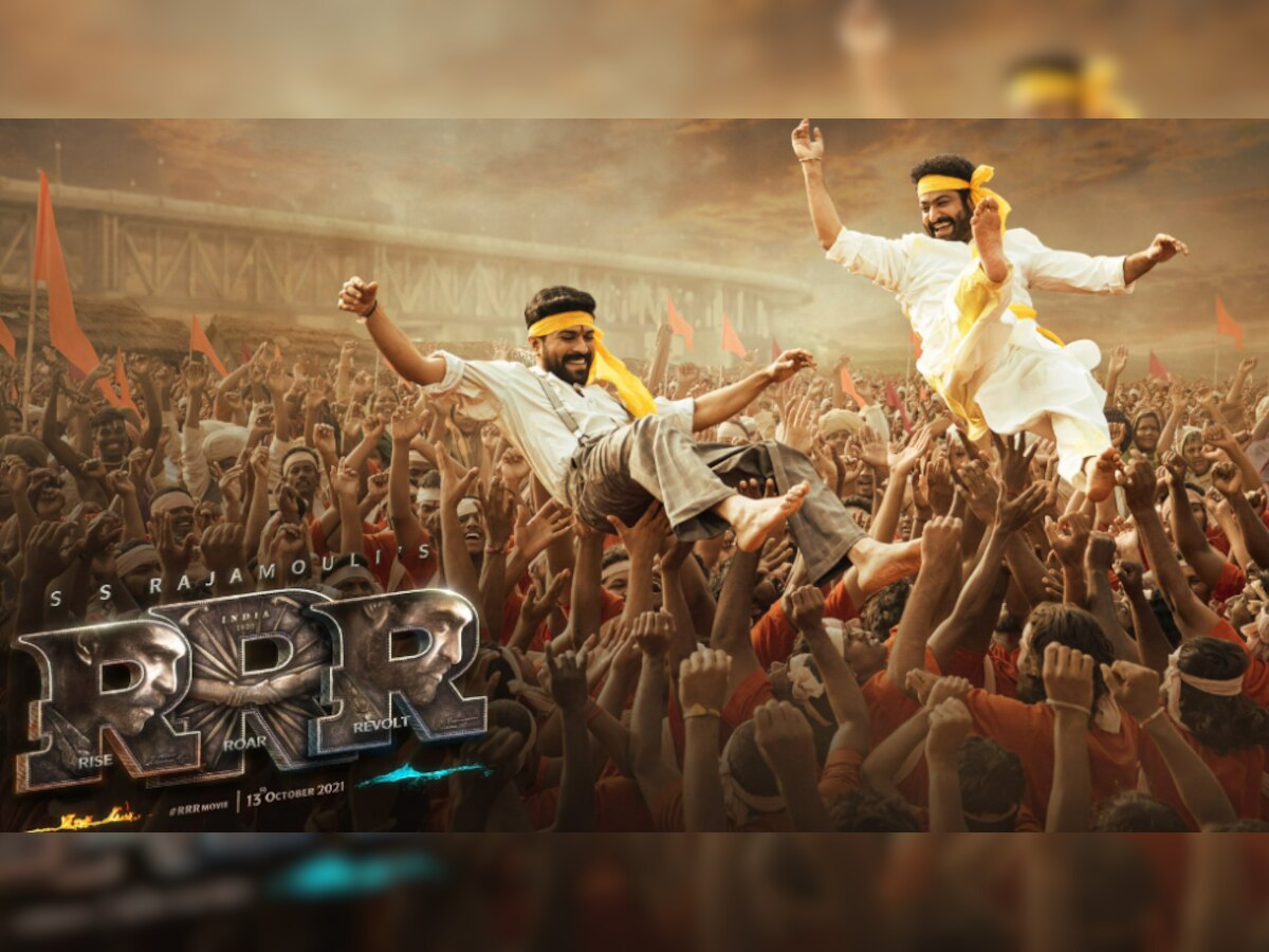 'RRR' new poster: Jr NTR-Ram Charan as Komaram Bheem-Alluri Sitarama Raju captured in celebratory mood