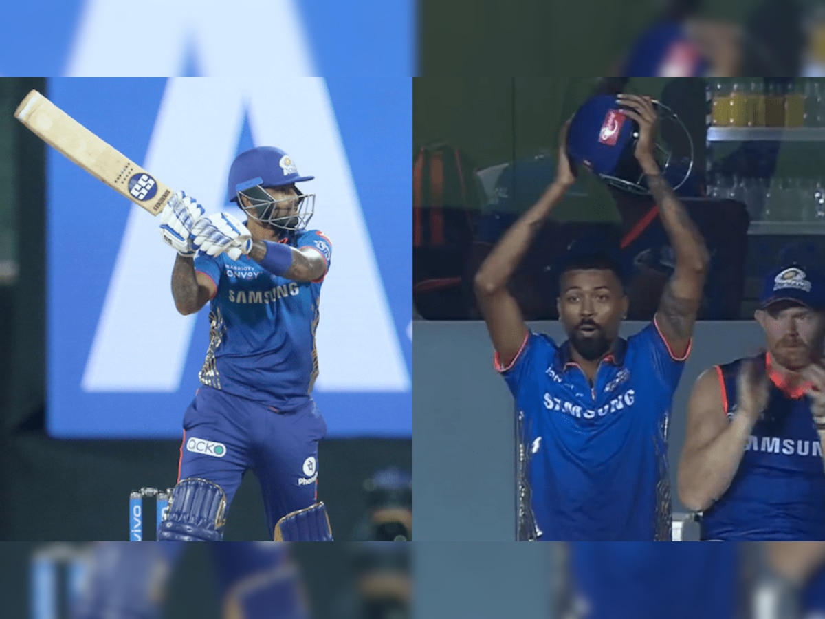 IPL 2021: Hardik Pandya's reaction goes viral as Suryakumar Yadav hits a 99-metre six off Cummins