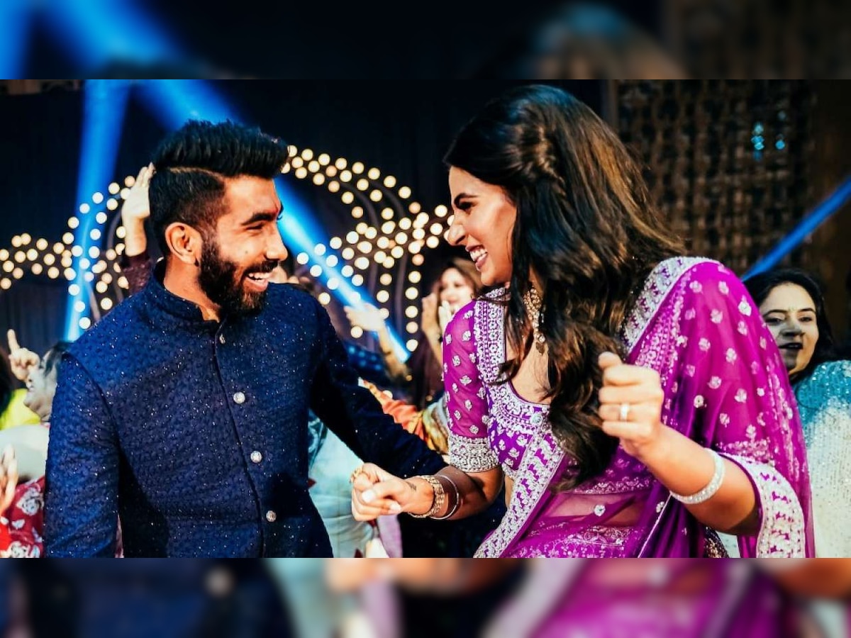 Sanjana Ganesan posts sunset photo taking dip in the ocean, husband Jasprit Bumrah reacts