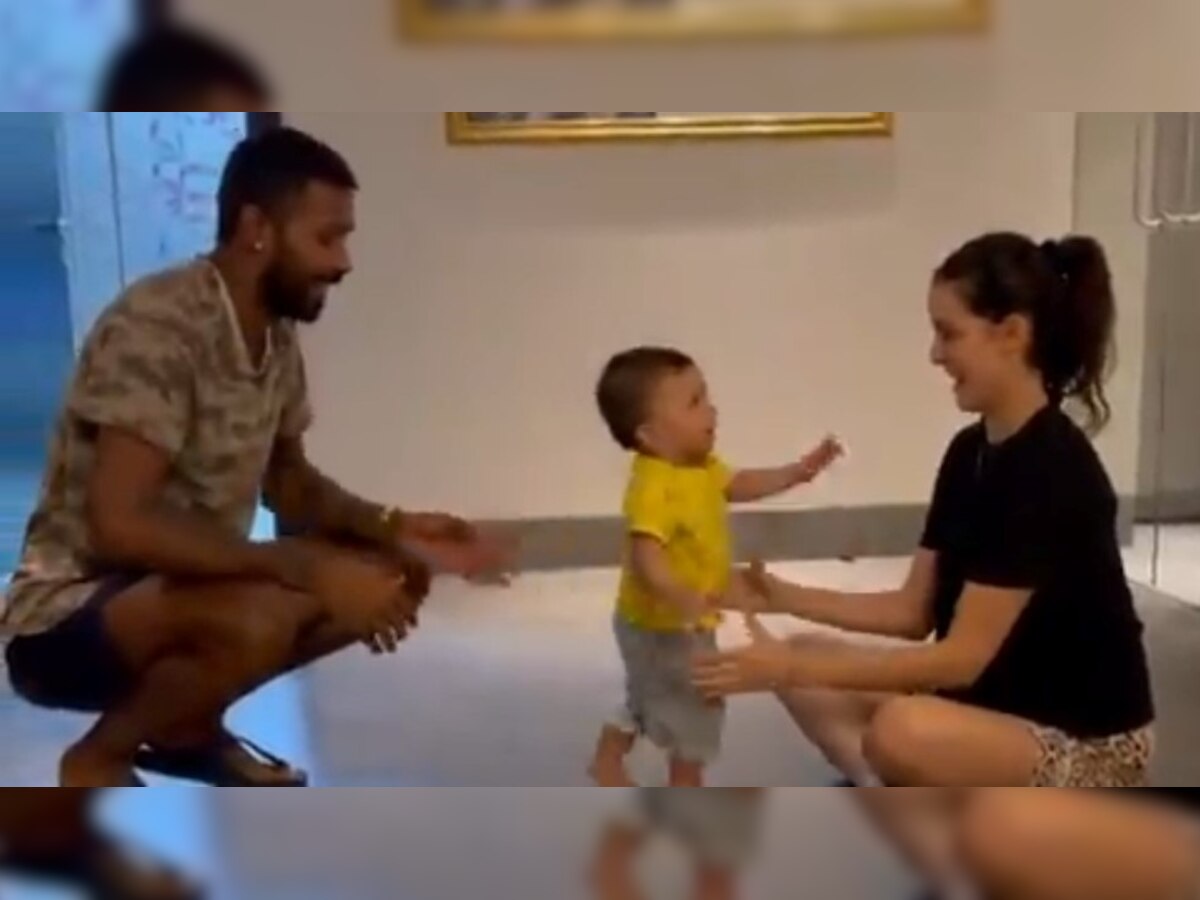 Watch: Agastya takes his first steps, leaves daddy Hardik Pandya awestruck