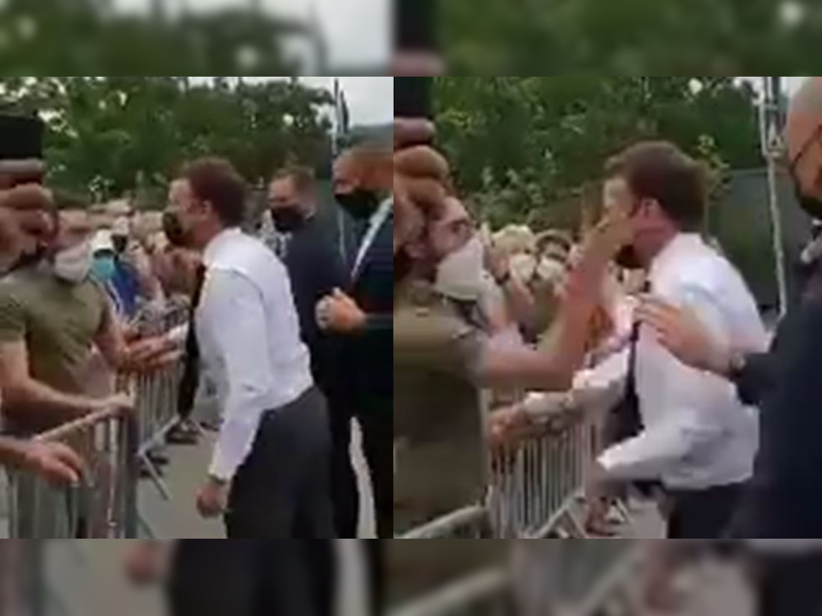 Watch: Man slaps French President Emmanuel Macron in crowd, two detained