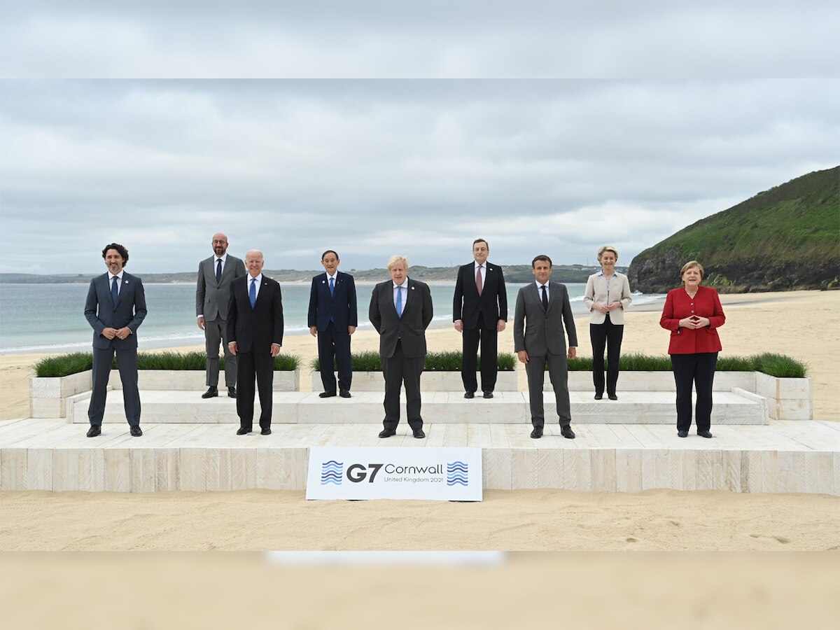 Picture of socially distanced G7 leaders, including US President Joe Biden, at summit goes viral