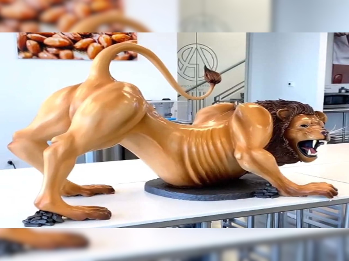 Chef creates life-size lion with chocolate, netizens say 'unbelievable'
