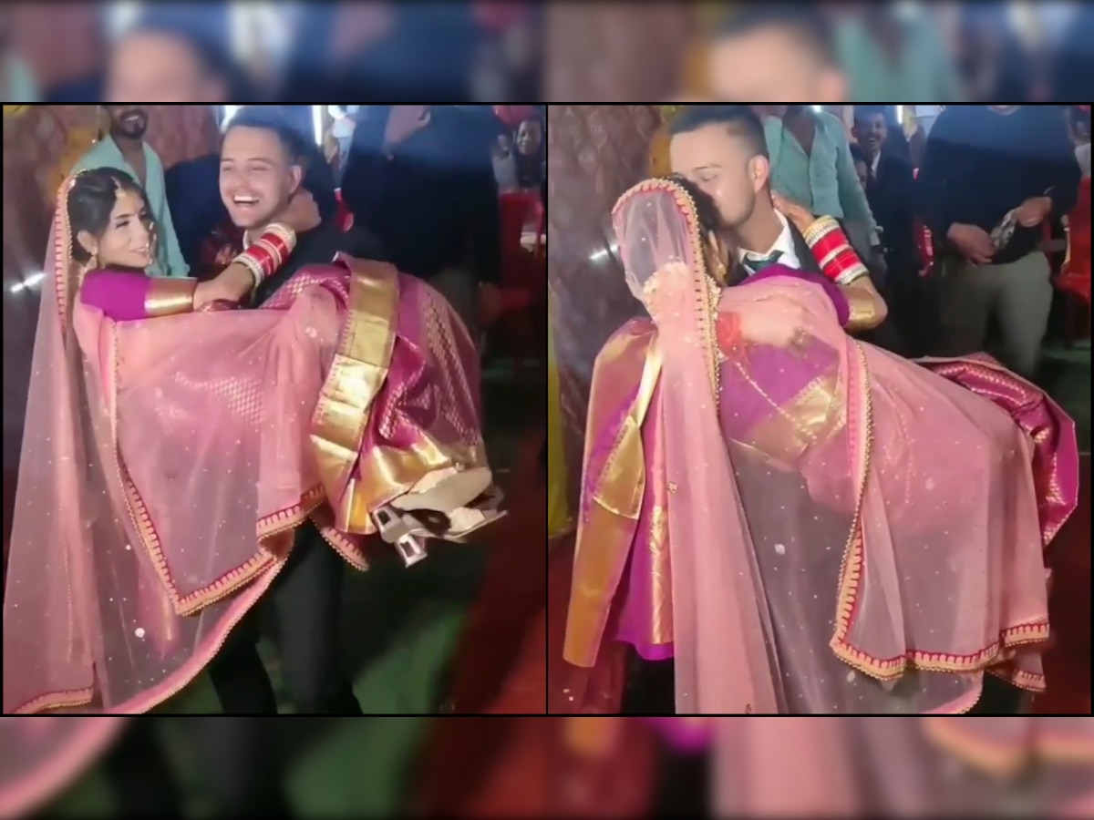 Bindass dulhan and dulha: Bride and groom kiss each other in front of wedding guests, WATCH viral video here