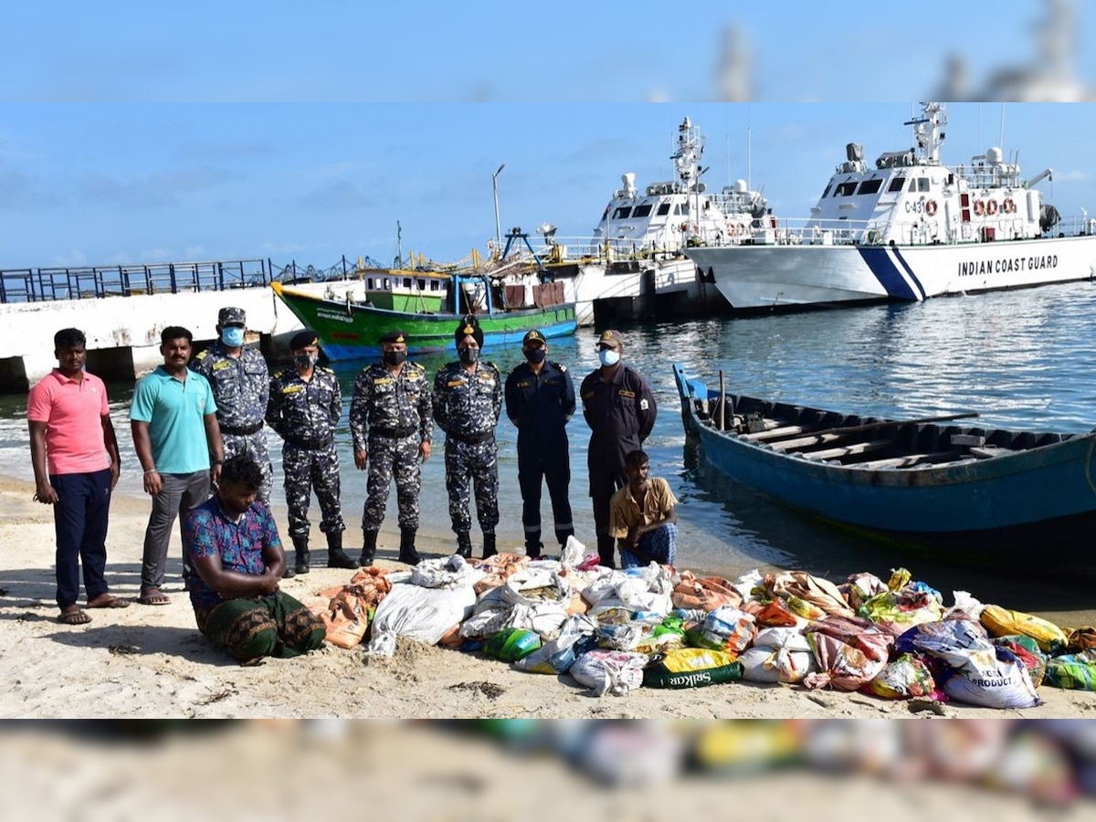 Coast Guard nabs two for attempted smuggling of 1.2 ton Sea Cucumber past Indian waters 