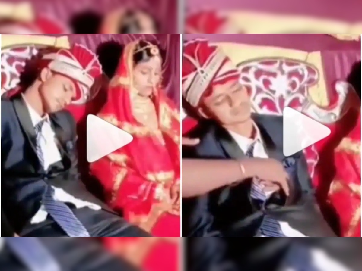 Groom sleeps on wedding stage with bride next to him, WATCH viral video here