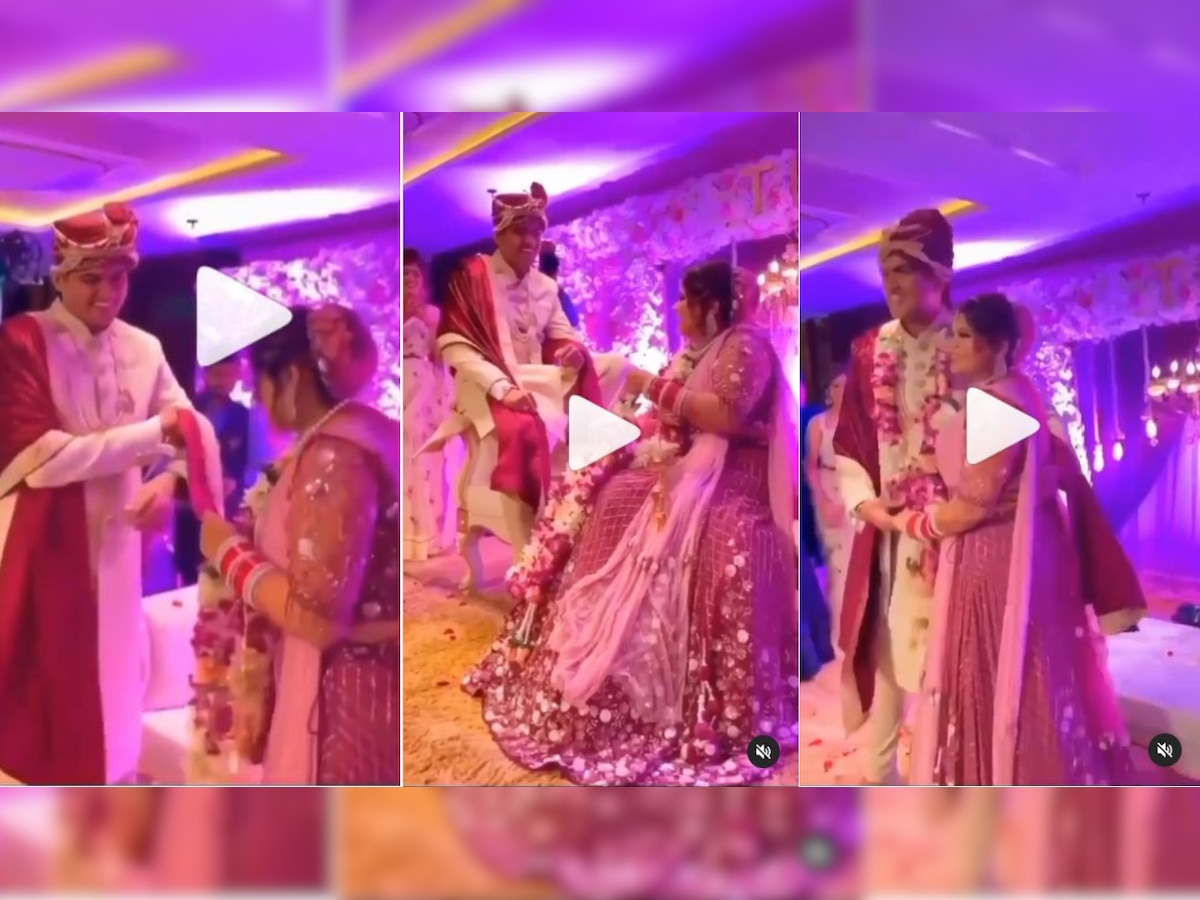 Groom teases his bride during varmala, know what happened next - WATCH viral video