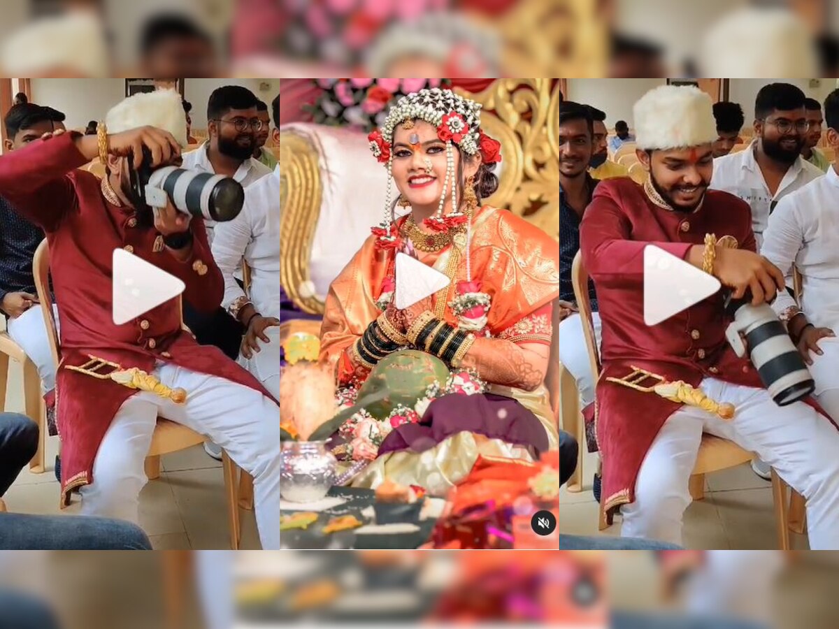 Dulha bana photographer: Smitten by bride's beauty groom starts clicking her pictures, WATCH viral video