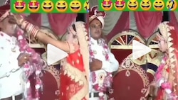 Angry bride and groom throw garland at each other during varmala ceremony - WATCH viral video
