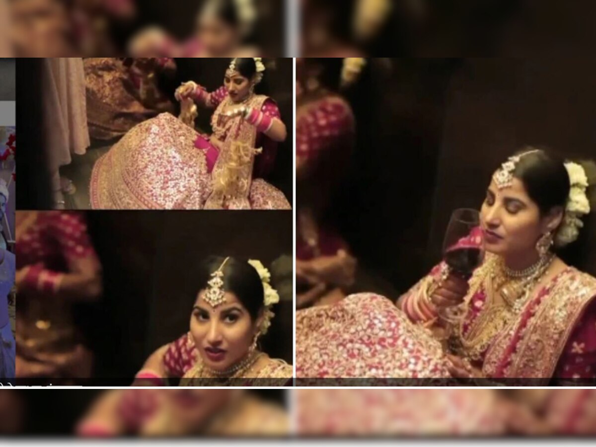 Dulhan ka party mood! Bride sits on floor of lift with wine glass in her hand - WATCH viral video here 