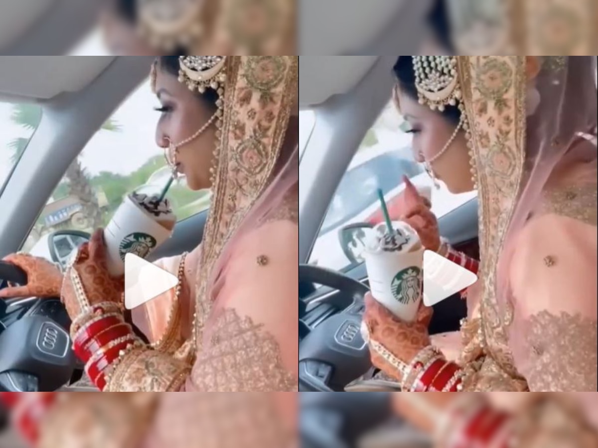 Dulhan ko coffee pasand hai! Bride drinking coffee wearing bridal dress is all swag - WATCH viral video