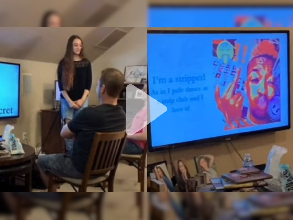 WATCH: Woman tells parents she works as a stripper using PowerPoint presentation