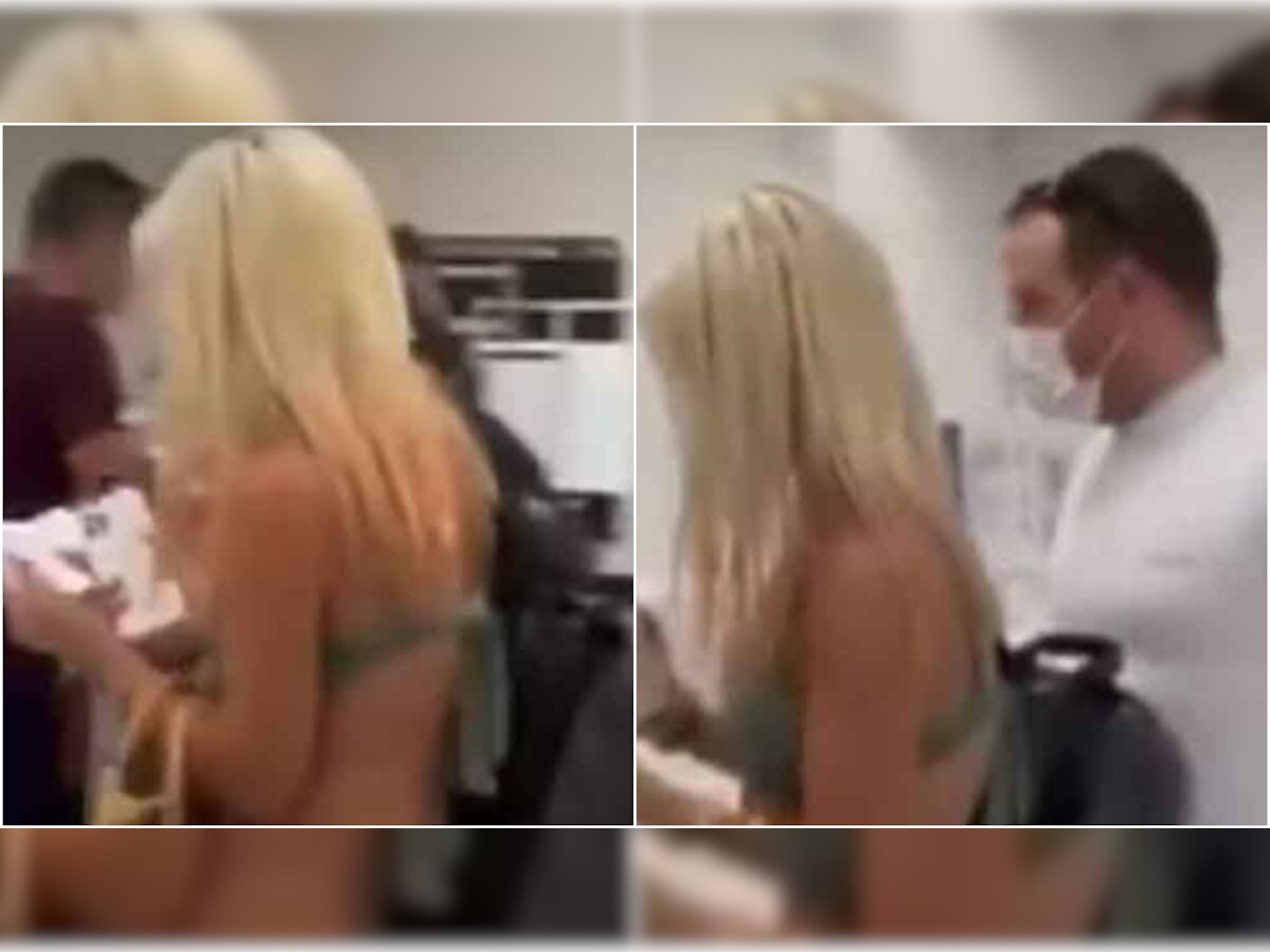 Did this woman wear a thong bikini to the airport?