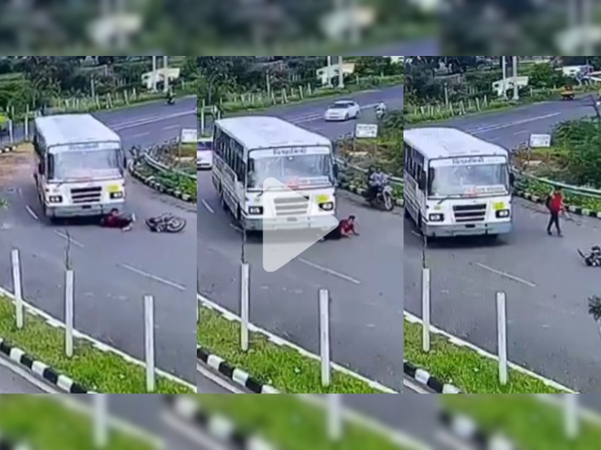 Run over by a bus, lucky man gets up and walks away unharmed - Watch viral video