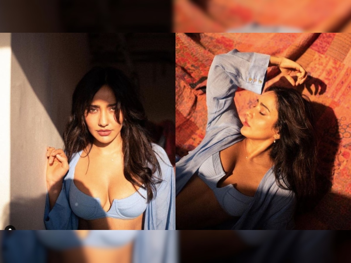Xx Sexy Neha Blue Video - Tanhaji' actress Neha Sharma sizzles in blue bra and unbuttoned shirt,  leaves fan wanting for more - see photos