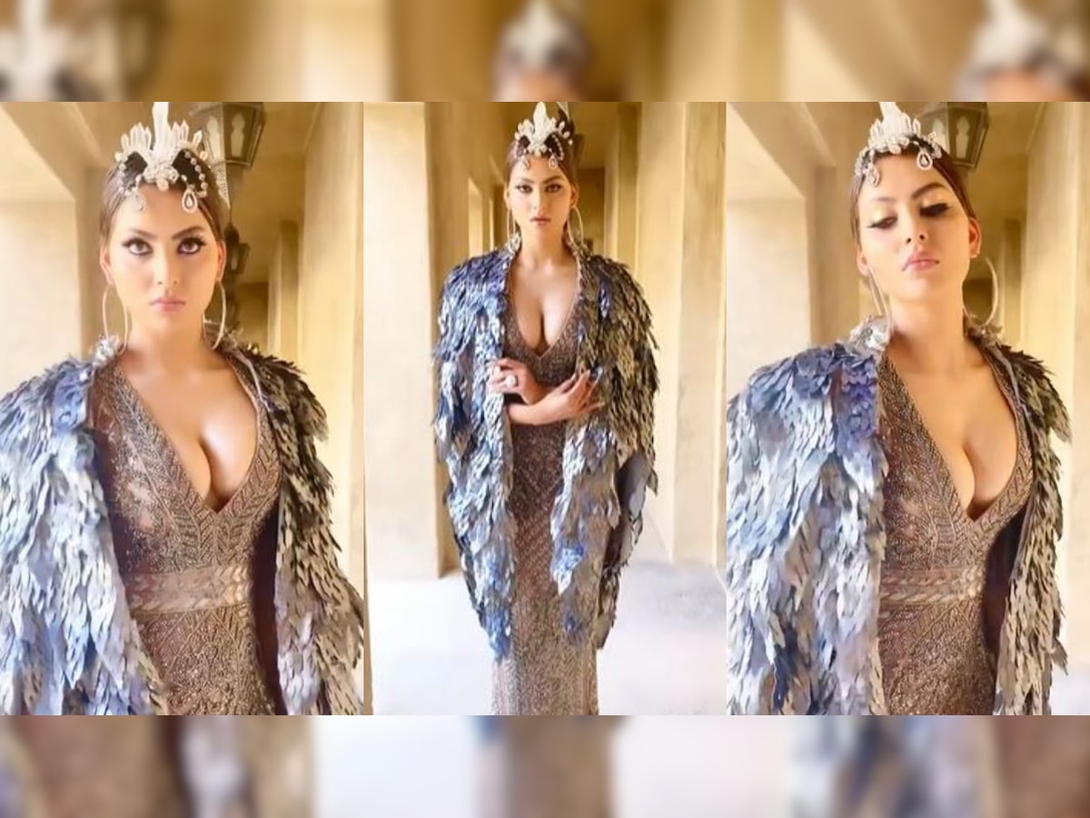 Urvashi Rautela looks glamorous in body-hugging gown with plunging neckline, watch video