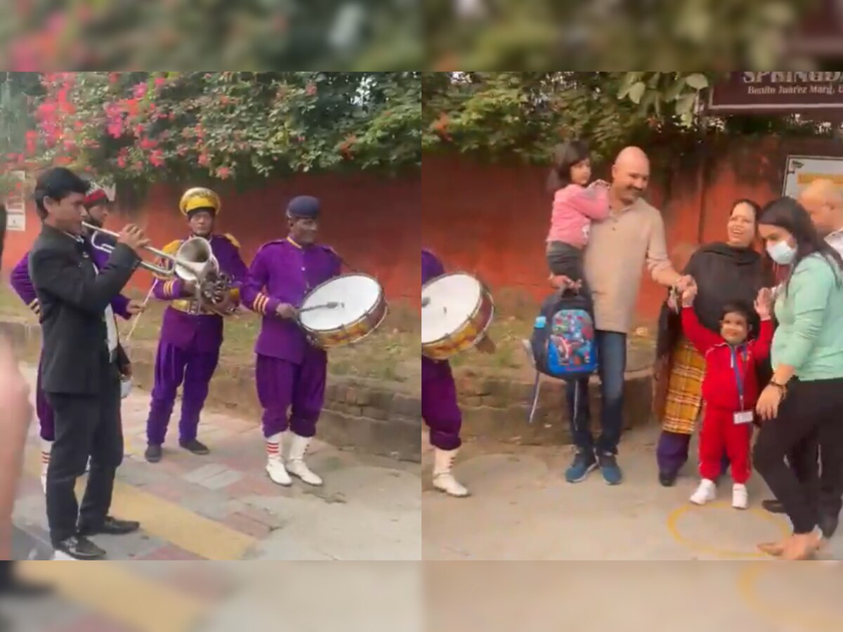 WATCH: Delhi family overjoyed with schools reopening, celebrates with ‘band baaja’