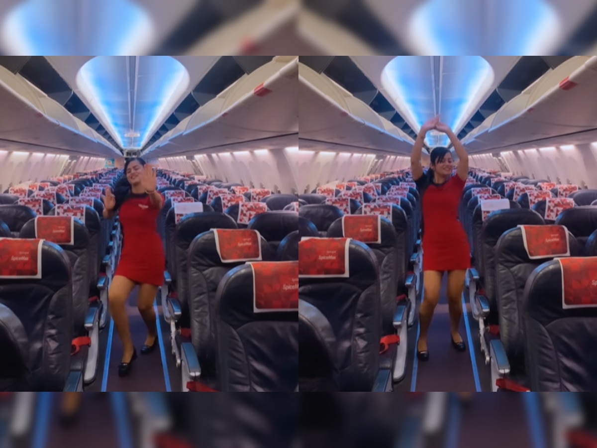 SpiceJet air hostess dances to Sara Ali Khan's 'Chaka Chak' song on empty flight - Watch viral video