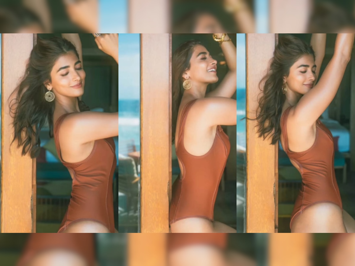 Poojasexvideos - Pooja Hegde sizzles in pastel brown monokini, shares throwback video from  Maldives
