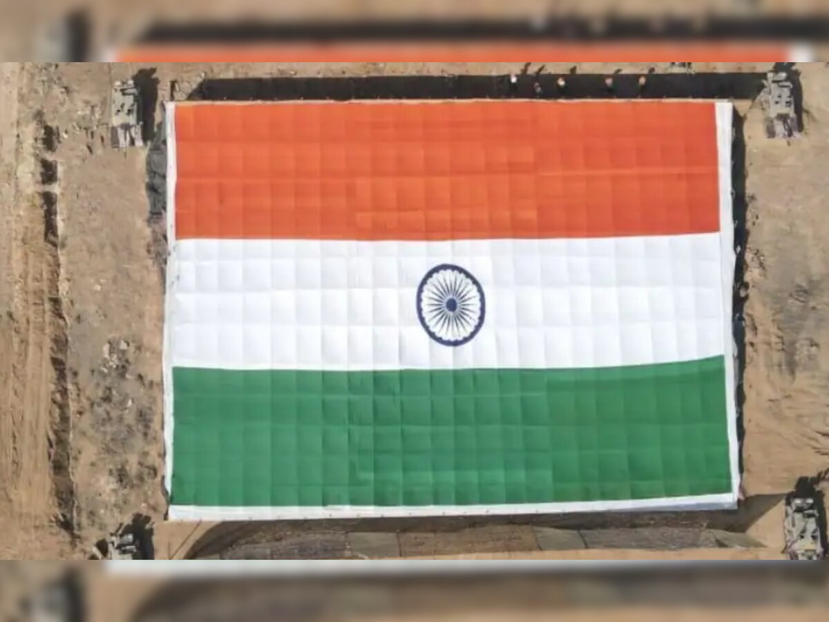 World’s largest Khadi flag hoisted by Indian Army in Jaisalmer on 74th Army Day