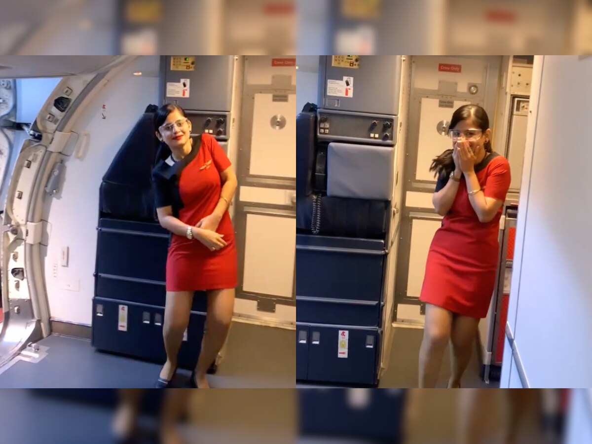 SpiceJet air hostess takes on Allu Arjun's hook step from the film 'Pushpa' - WATCH viral video 