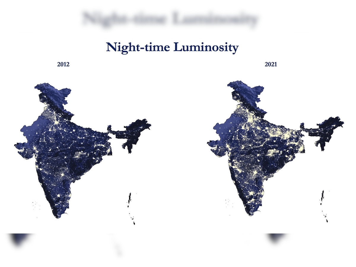 THESE satellite pictures compare how India looked at night in 2012 and 2021