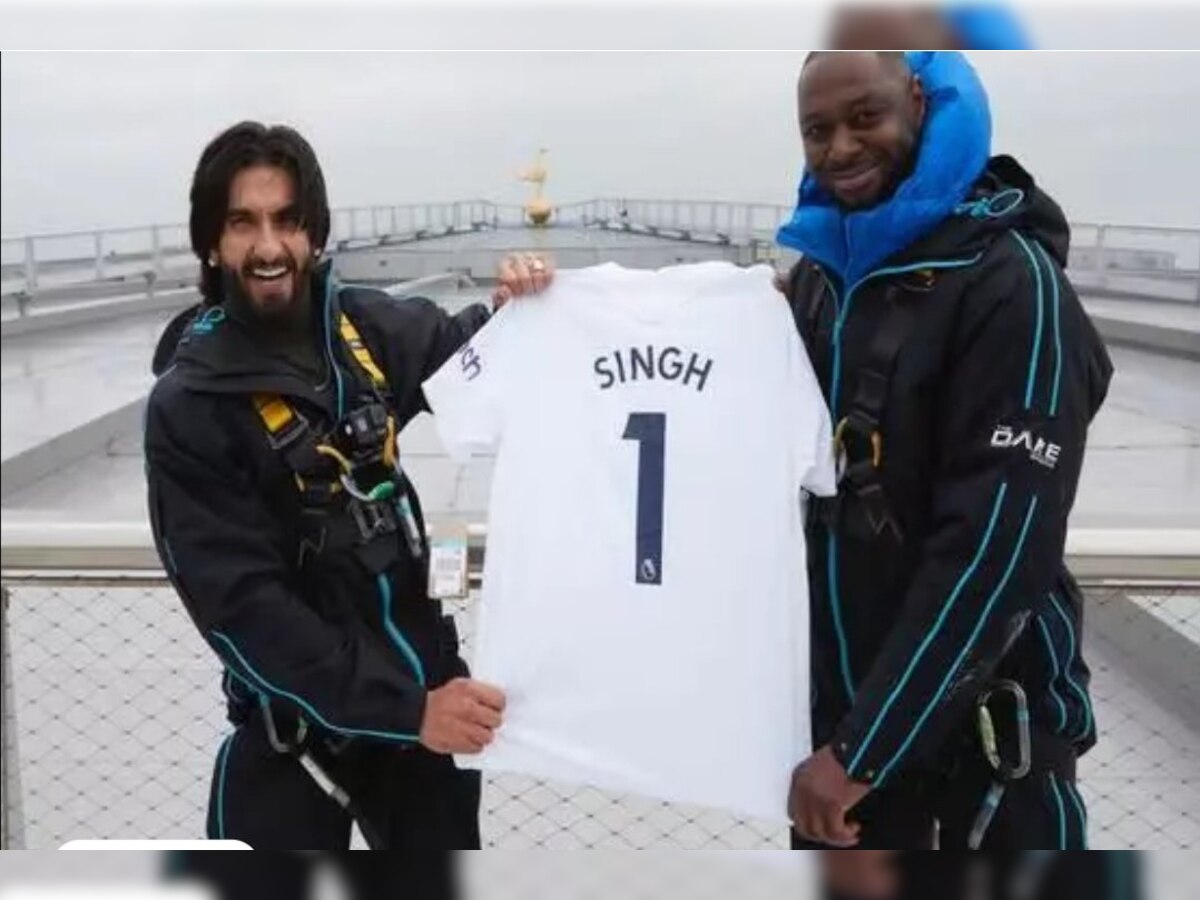 Viral! Ranveer Singh visits UK, gets custom jersey gifted from legend Ledley King - See pic