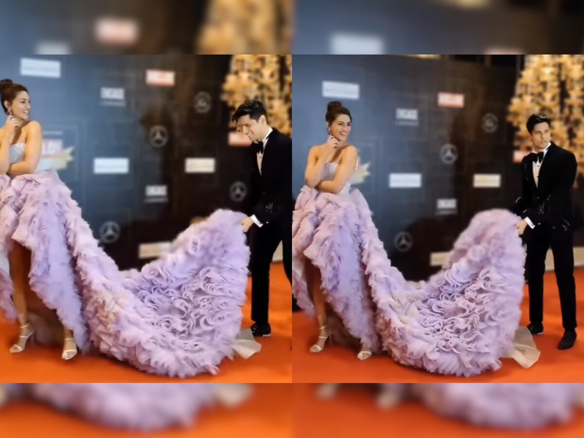 Sidharth Malhotra helps Kriti Sanon with floor-sweeping gown, fans say 'Kiara will be jealous' - WATCH