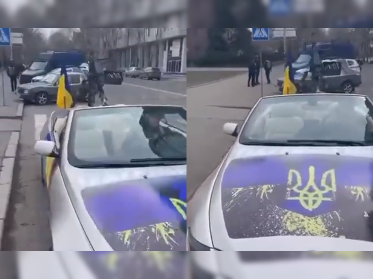 Viral: BMW 6 Series modified with machine gun by Ukrainians to fight Russian forces - WATCH