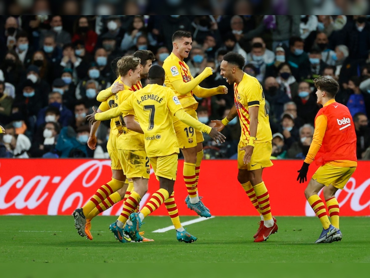 Real Madrid 0-4 Barcelona: Pierre-Emerick Aubameyang scores twice as league  leaders thrashed in El Clasico, Football News