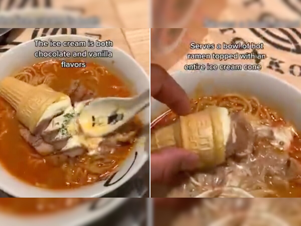 Japanese restaurant serves ramen with miso ice cream, netizens react - WATCH viral video 